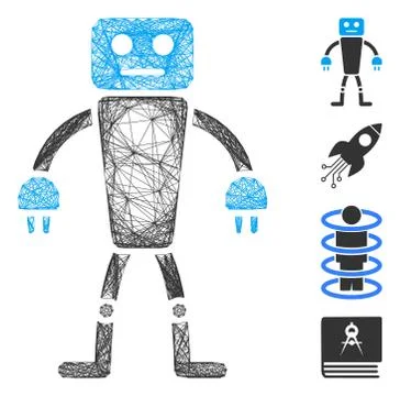 Hatched Robot Vector Mesh Stock Illustration
