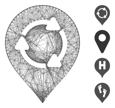 Hatched Rotation Map Marker Vector Mesh Illustrazione stock