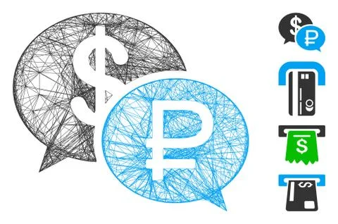Hatched Rouble Dollar Transaction Vector Mesh Stock Illustration