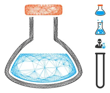 Hatched Rounded Flask Vector Mesh Stock Illustration