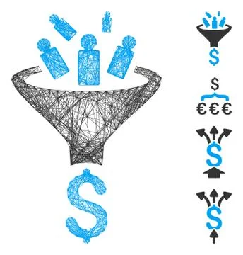 Hatched Sales Funnel Vector Mesh Stock Illustration