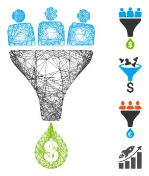 Hatched Sales Funnel Vector Mesh Stock Illustration