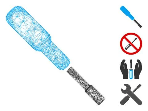 Hatched Screwdriver Vector Mesh Stock Illustration