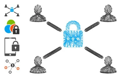 Hatched Secured Lock Relations Vector Mesh Stock Illustration