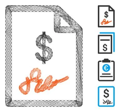 Hatched Signed Invoice Vector Mesh 스톡 일러스트