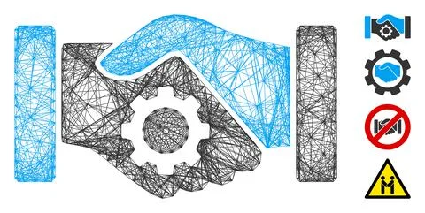 Hatched Smart Contract Handshake Vector Mesh Stockillustratie