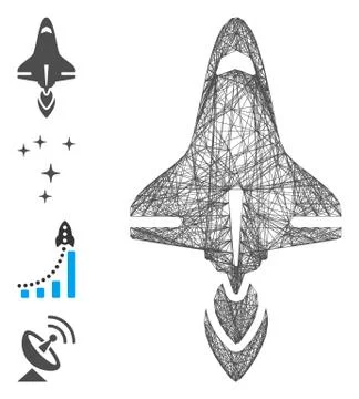 Hatched Space Shuttle Vector Mesh Stock Illustration