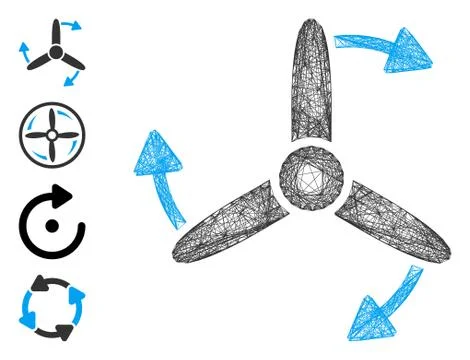 Hatched Three Bladed Screw Rotation Vector Mesh Ilustración de archivo