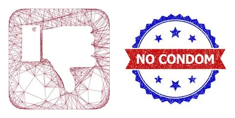 Hatched Thumb Negative Web Mesh and Distress Bicolor No Condom Seal Stock-Illustration