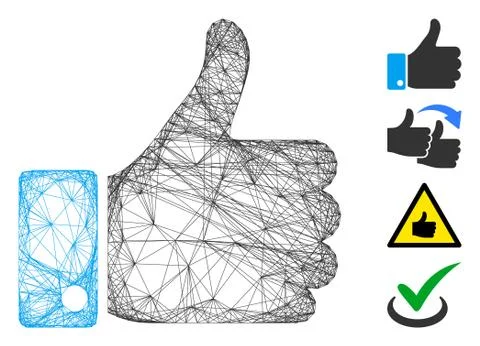 Hatched Thumb Up Vector Mesh Illustrazione stock