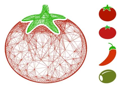 Hatched Tomato Vegetable Vector Mesh Illustrazione stock