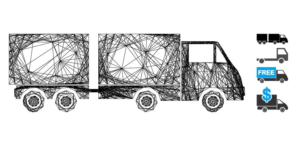 Hatched Trailer Vector Mesh 스톡 일러스트