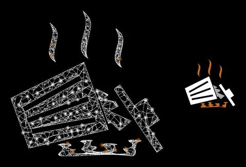 Hatched Trash Heap Mesh Icon with Constellation Light Spots Stock Illustration