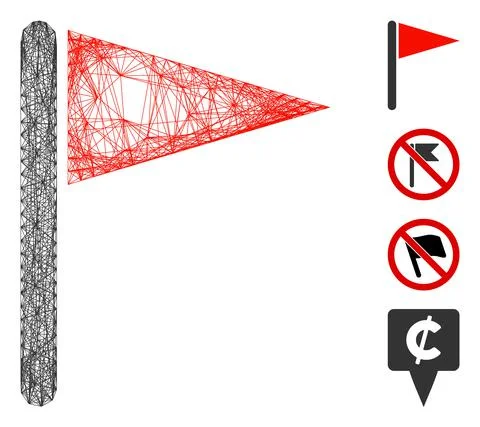 Hatched Triangle Flag Vector Mesh Stock Illustration