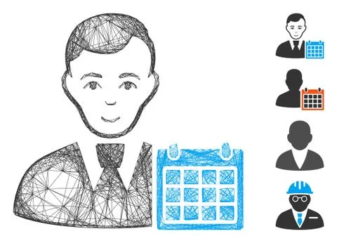 Hatched User Calendar Vector Mesh Stock Illustration