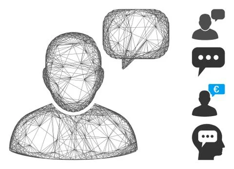 Hatched User Message Cloud Vector Mesh 스톡 일러스트