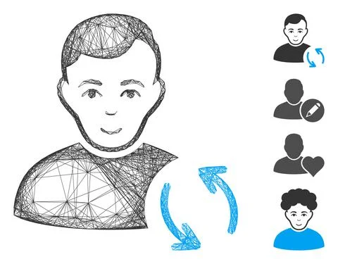 Hatched User Refresh Vector Mesh Illustrazione stock