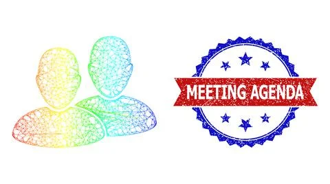 Hatched Users Mesh Icon with Spectrum Gradient and Textured Bicolor Meeting イラスト素材