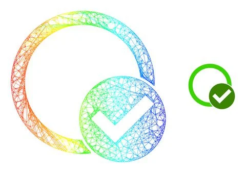 Hatched Validation Circle Mesh Icon with Spectrum Gradient Stock Illustration