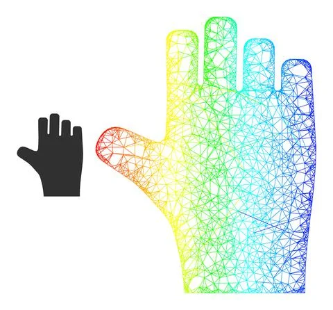 Hatched Voting Hand Web Mesh Icon with Rainbow Gradient Illustrazione stock