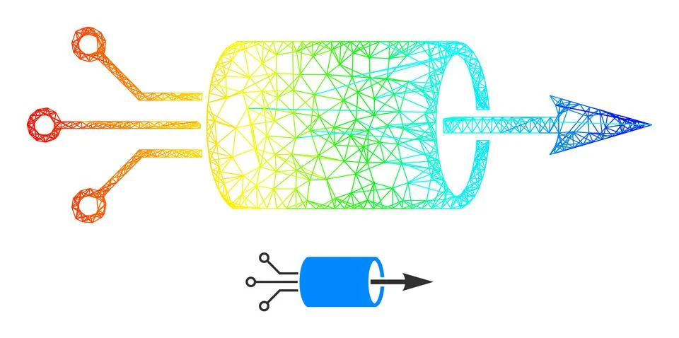 Hatched VPN Integration Mesh Icon with Rainbow Gradient Stock Illustration