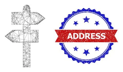 Hatched Way Pointer Web Mesh and Textured Bicolor Address Stamp Seal Illustrazione stock