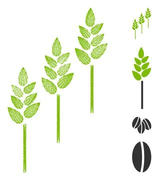 Hatched Wheat Plants Vector Mesh Stockillustratie