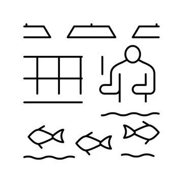 Hatcheries salmon line icon vector illustration イラスト素材