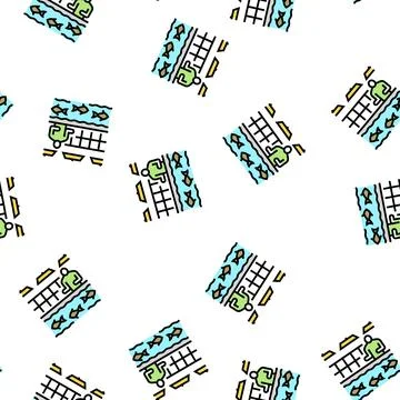 Hatcheries salmon vector seamless pattern イラスト素材