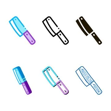 Hatchet knife icon vector outline pack Stock Illustration
