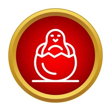 Hatching chick breaking out of egg icon Stock Illustration