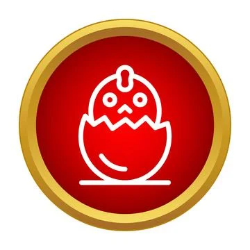 Hatching chick emerging from cracked egg icon Stock Illustration