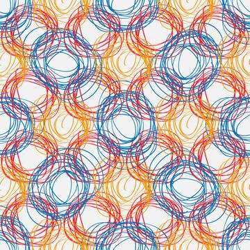 Hatching color seamless pattern. Casual texture with hand drawn circles. Styl Illustrazione stock