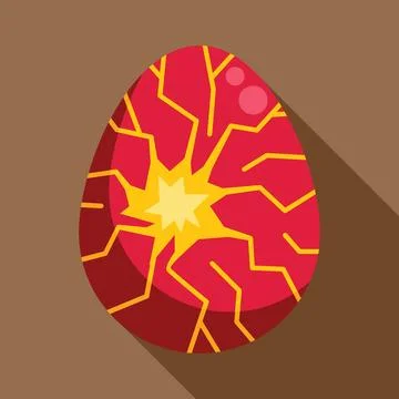 Hatching dragon egg with glowing cracks on brown background Stock Illustration