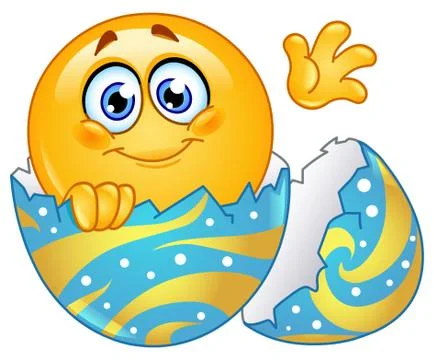 Hatching easter egg emoticon Illustrazione stock
