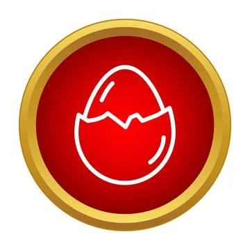 Hatching egg simple outline icon in red circle 스톡 일러스트