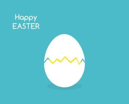 Hatching hatchlinng chick on blue background. Happy Easter card.Vector illust Stock Illustration
