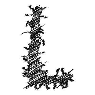 Hatching style decorative letter.Art font. Stock Illustration