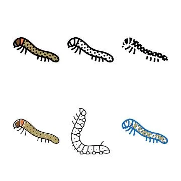 Hatchlings silkworm color multipack icon vector Stock Illustration