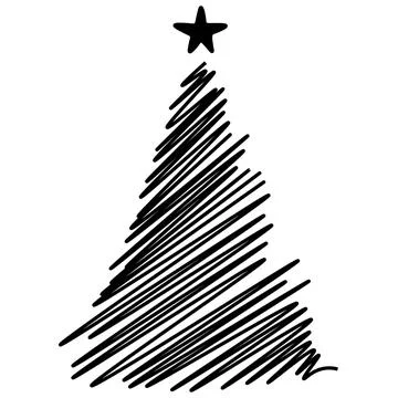 Hatchy xmas tree hand drawing vector illustration Stock Illustration