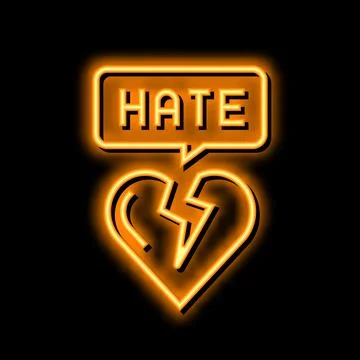 Hate aggressive neon glow icon illustration Stock Illustration
