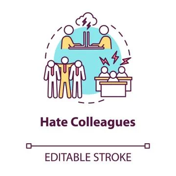 Hate colleagues concept icon. Problems at workplace. Displeased with coworkers 库存插图