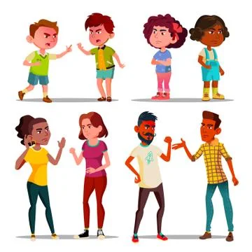 Hate Control, Anger Management, Arguing People Set Stock Illustration