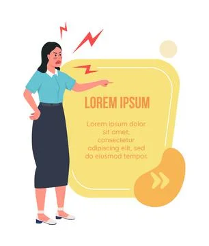 Hate expression quote textbox with flat character Stock Illustration