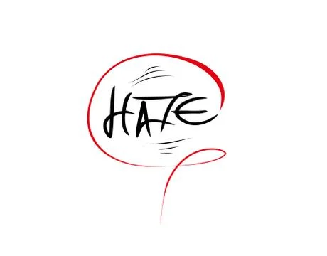 Hate lettering text on white background in vector illustration Stock Illustration