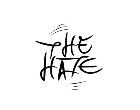 The hate lettering text on white background in vector illustration Stock Illustration