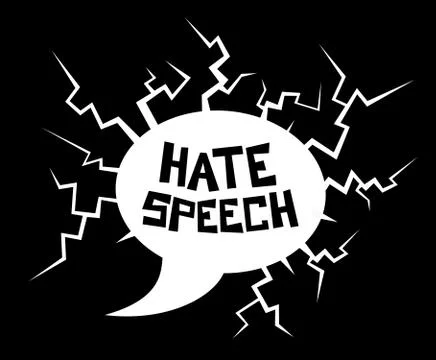 Hate speech - destructive dialogue bubble as metaphor of violent, offensive a Stock Illustration