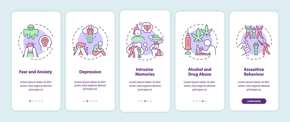 Hate speech effects onboarding mobile app page screen Stock Illustration