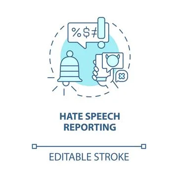 Hate speech reporting blue concept icon Stock Illustration