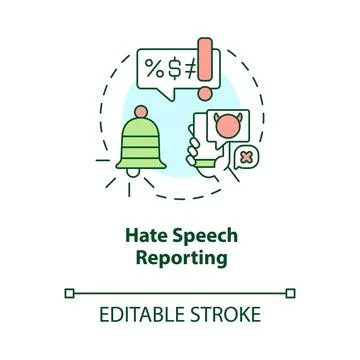Hate speech reporting concept icon Stock Illustration